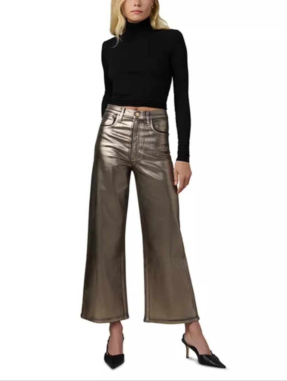 Joe's Jeans Metallic Bronze Wide Leg Flare Jeans